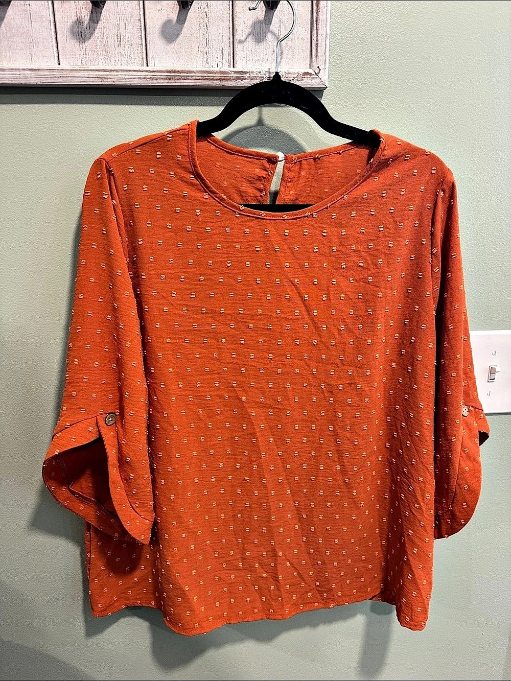 SHEIN Textured Blouse in Orange Size XL Like New
